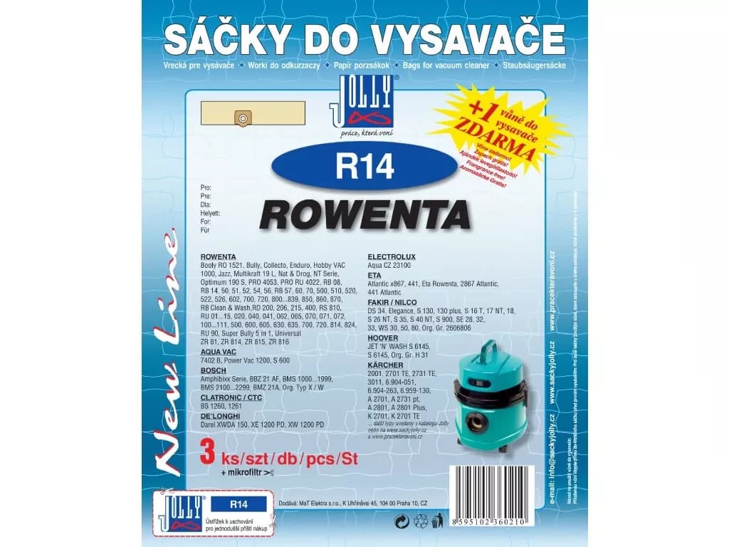 R14 Sada vreciek do vysávačov Rowenta Kärcher ETA Einhell Aquavac Bosch Hoover Fakir