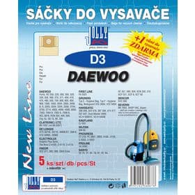 VRECKO do vysávača JOLLY D 3 – Filtračné vrecká pre DAEWOO, CONCEPT, PROGRESS, ETA (balenie 5 ks + mikrofilter)