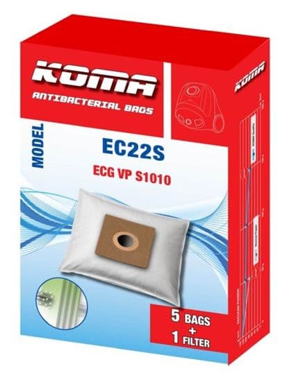 Antibakteriálne vrecká do vysávača ECG VP S1010, S3010 – balenie 5 ks + mikrofilter (Koma EC22S)
